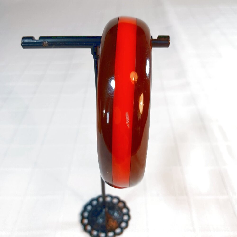 Vintage 1940’s 2-Toned 3-Layer Bakelite Bangle Bracelet Brown with Orange Center - Picture 4 of 4
